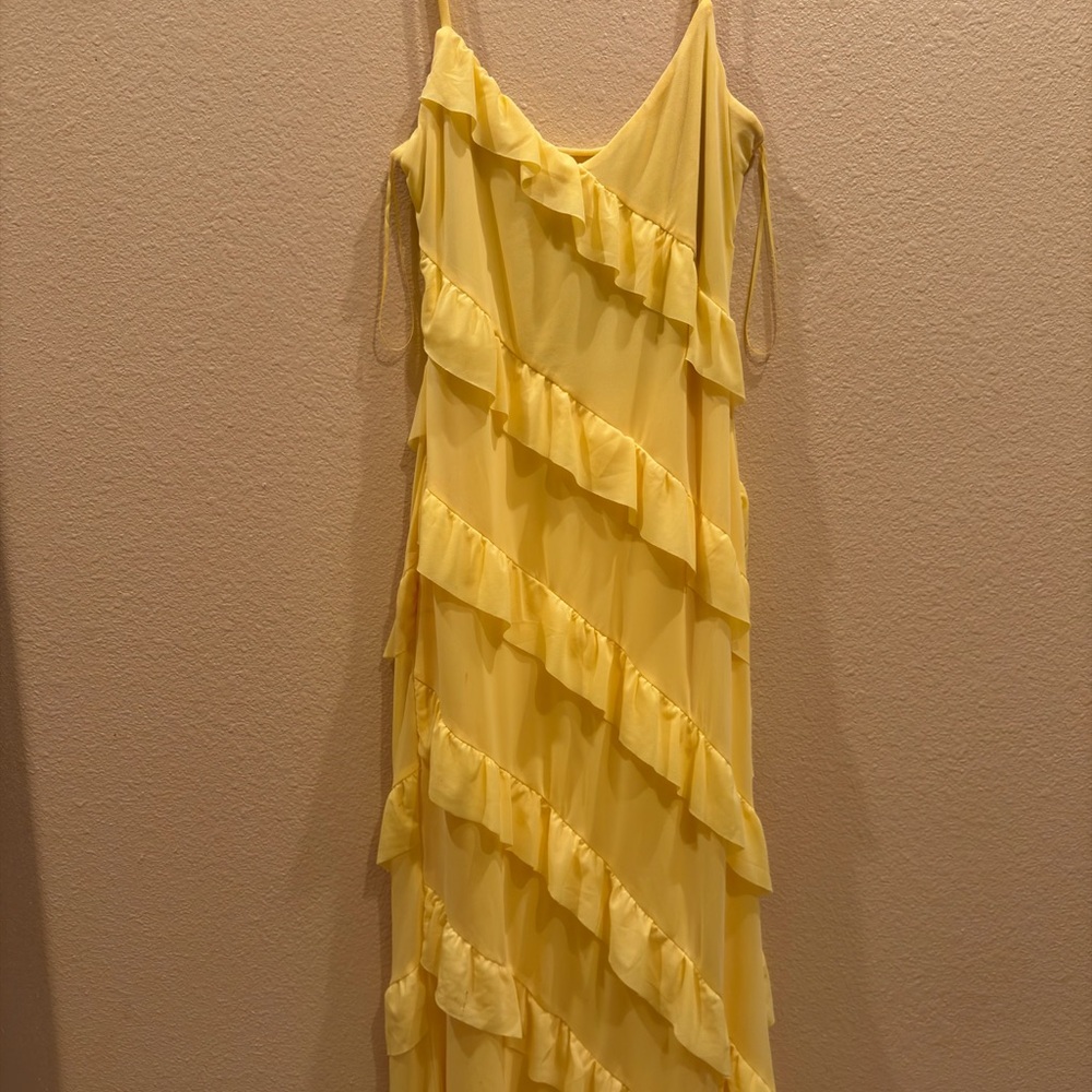 Yellow Ruffled Women's Dress - Picture 2 of 4